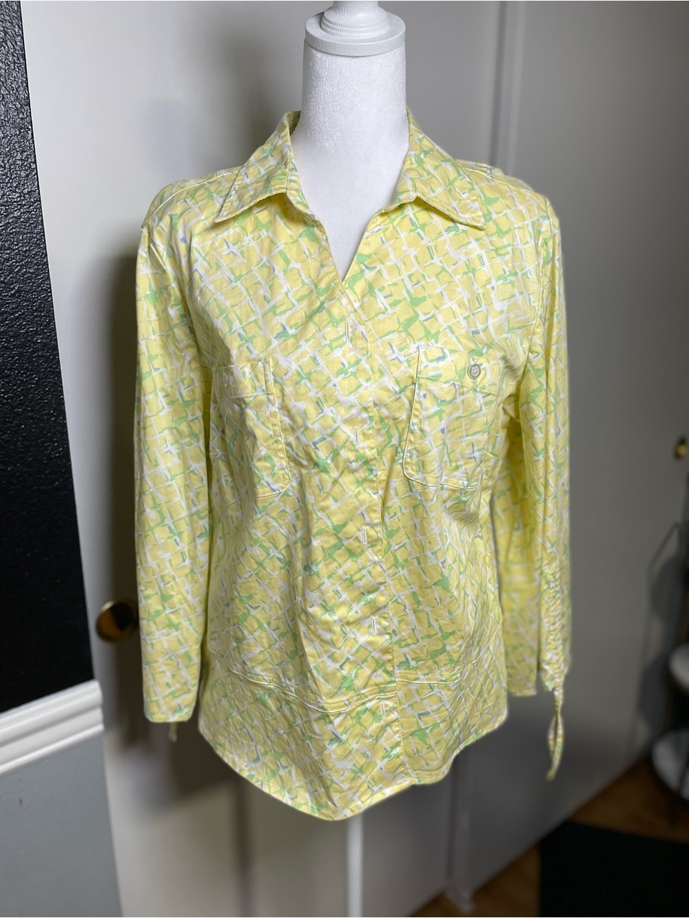 Christopher & Banks Yellow Patterned Button-Down Collared Shirt